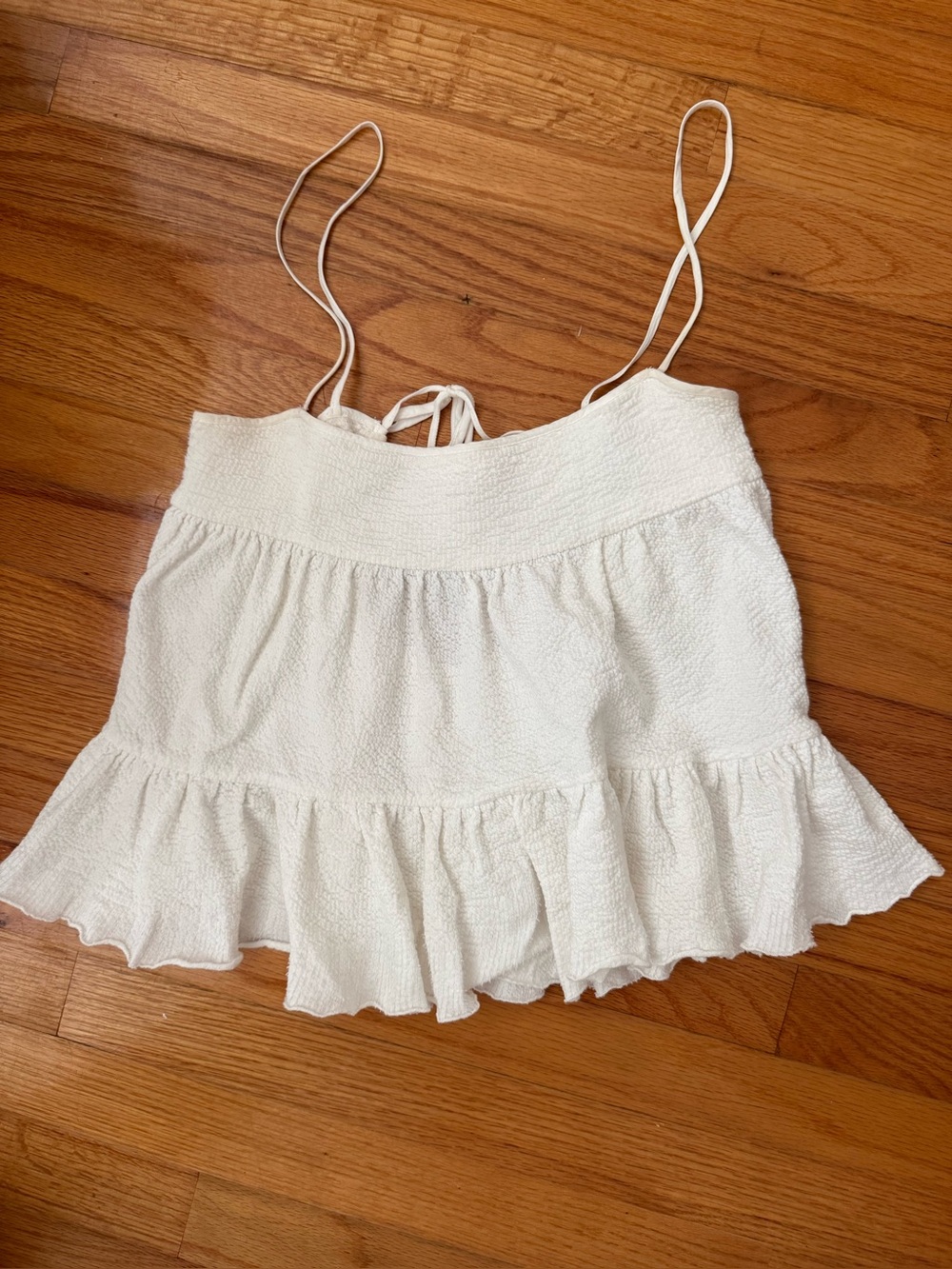 Urban Outfitters Cream Textured Smocked Cami